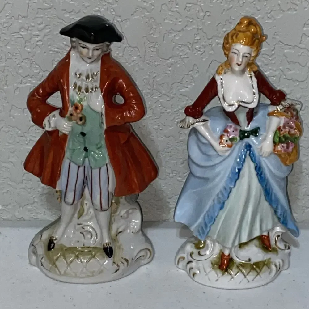VTG Made in Occupied Japan Victorian Courting Couples Mismatch Figurines 7” READ